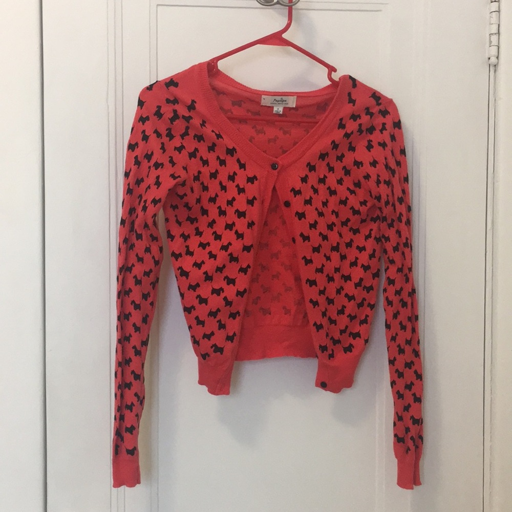 Papaya: Red and Black Cardigan in Scottie dog